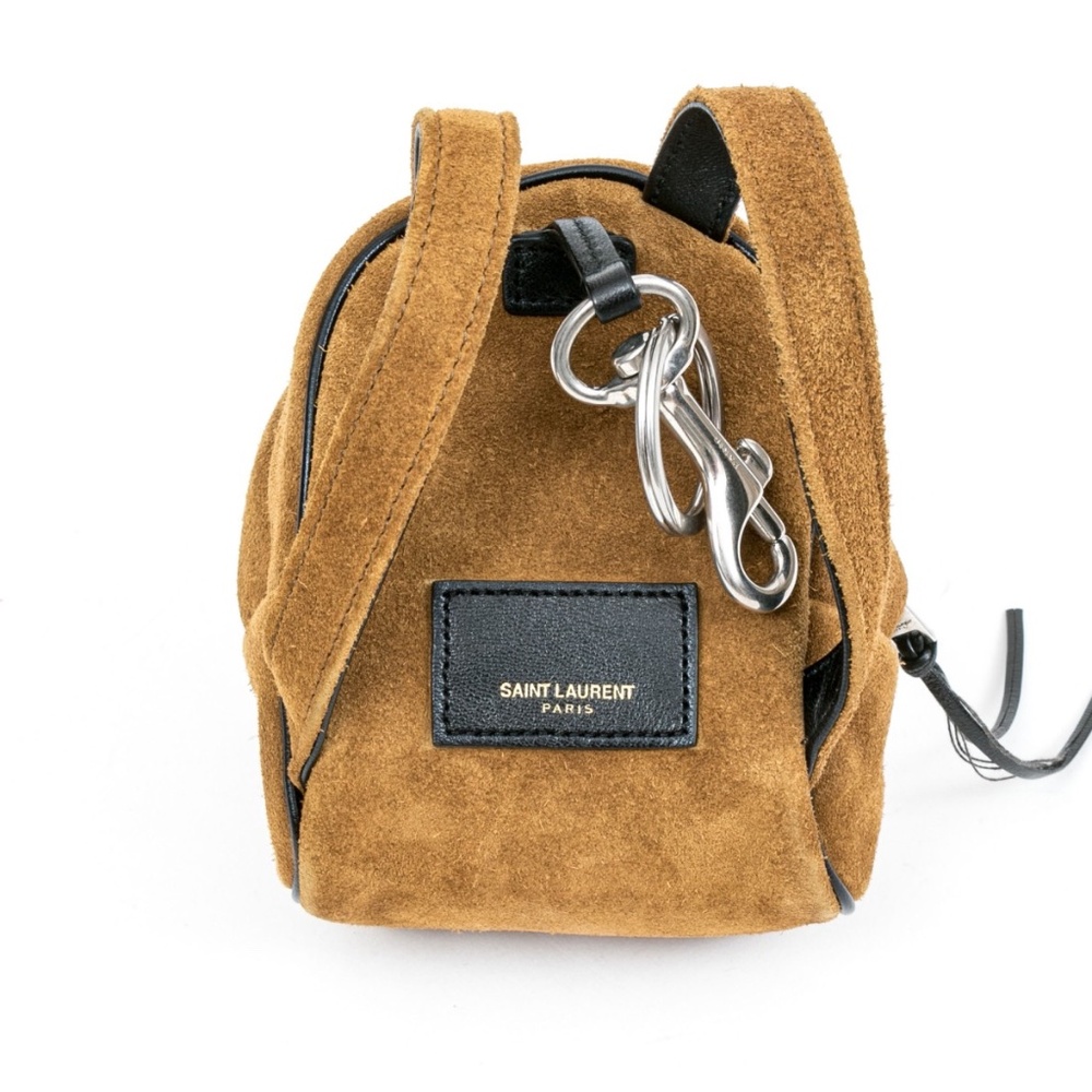 Saint Laurent Brown Suede Mini Backpack Key Holder – 5” 🎒✨ - Picture 4 of 10